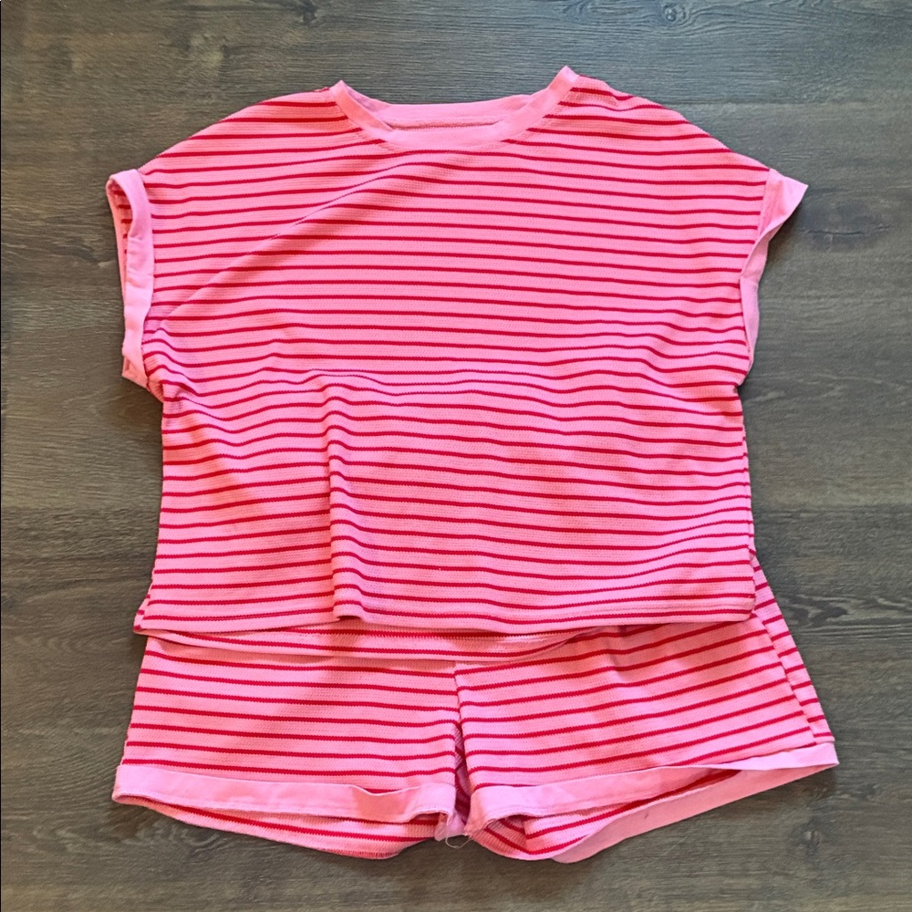 Unbranded Striped Pink Women's Shorts Set